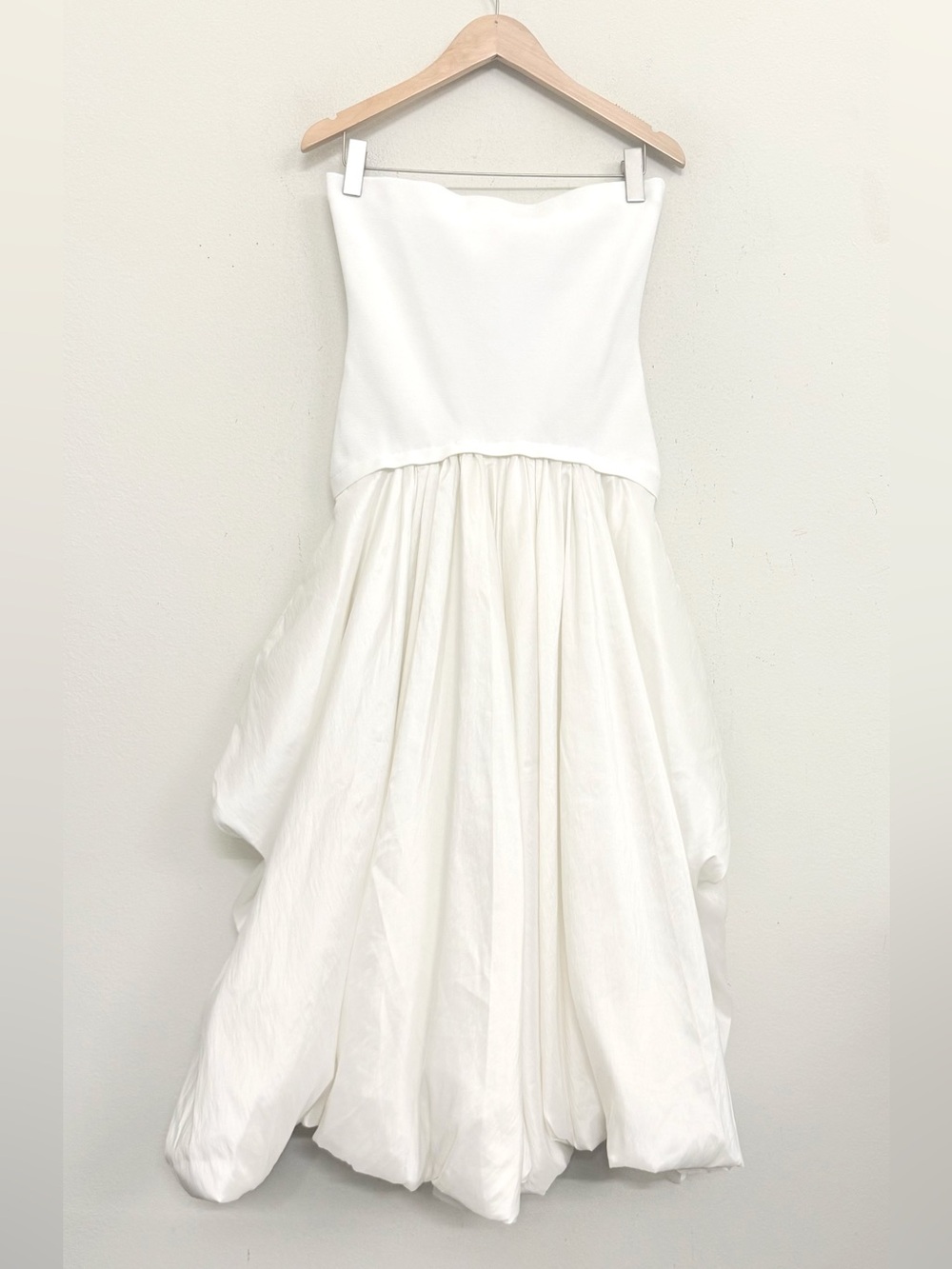 NWT SIMKHAI Izzy Strapless Taffeta Midi Dress in Ivory, size M - Picture 9 of 16